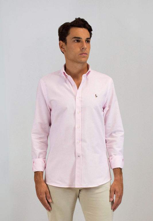 Camisa oxford de rayas rosa
