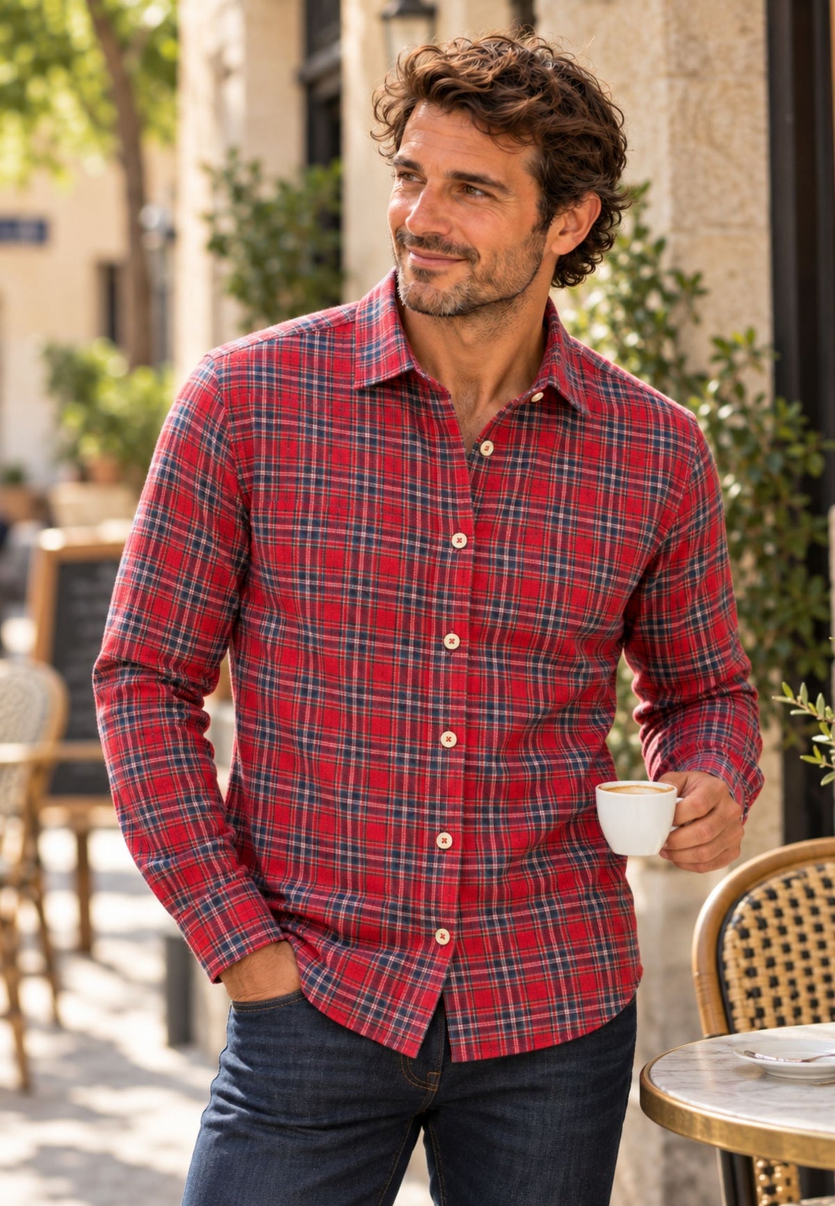 Camisa de cuadros rojos