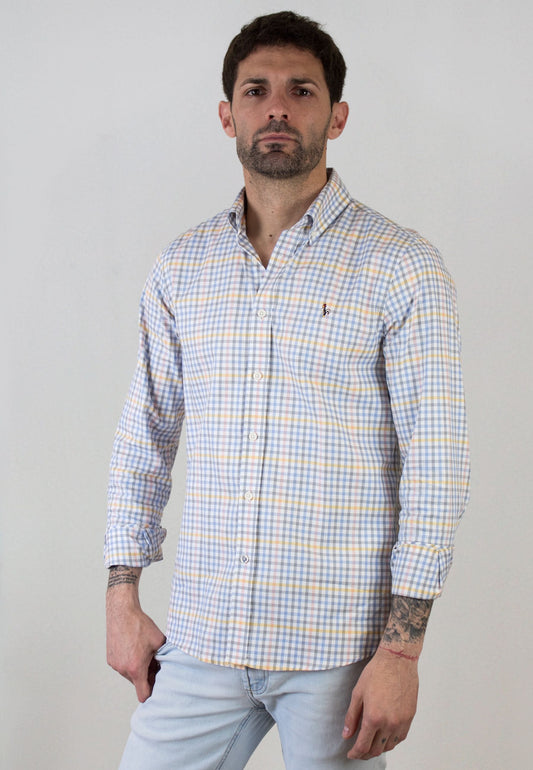Camisa de cuadros multicolor 100% algodón