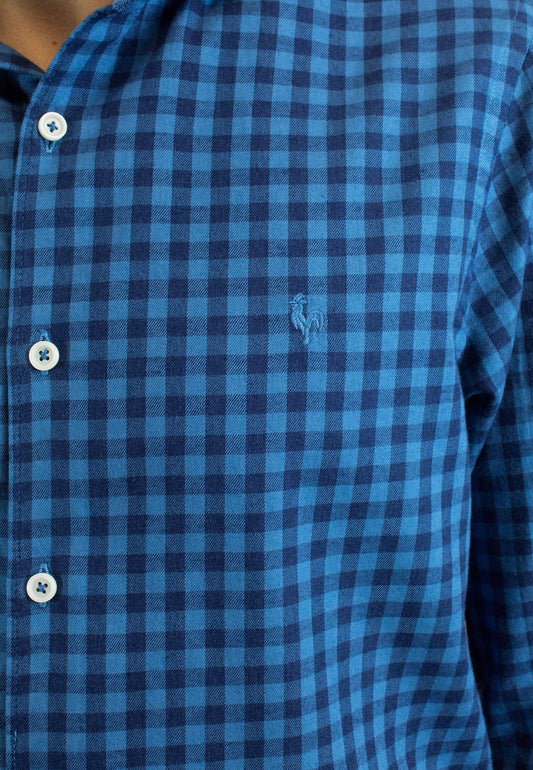 Camisa de franela a cuadros azul