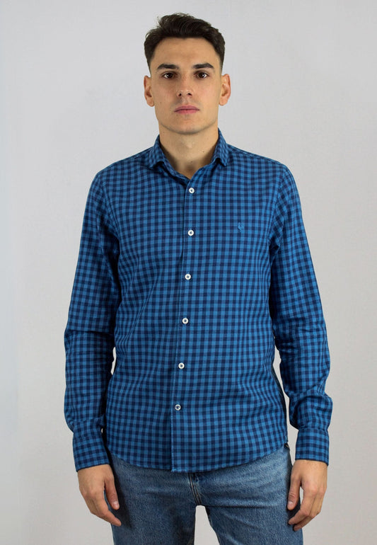 Camisa de franela a cuadros azul