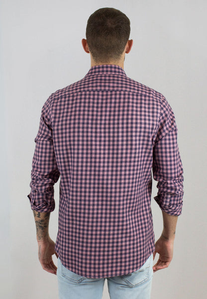 Camisa de franela a cuadros burgundi