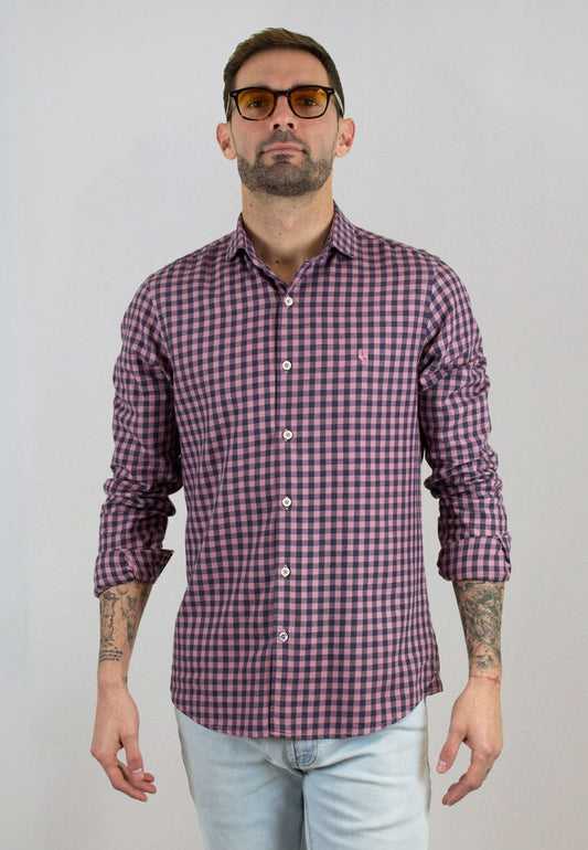 Camisa de franela a cuadros burgundi
