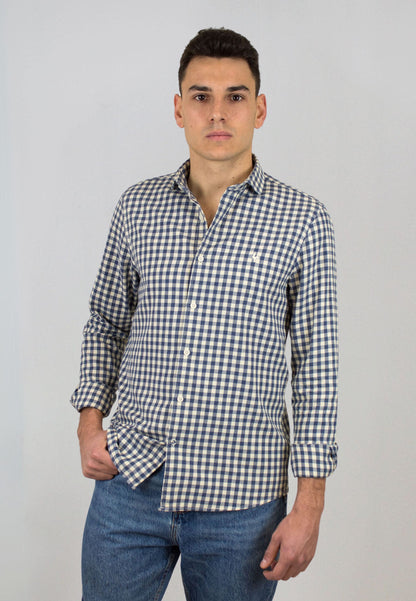 Camisa de franela a cuadros beige