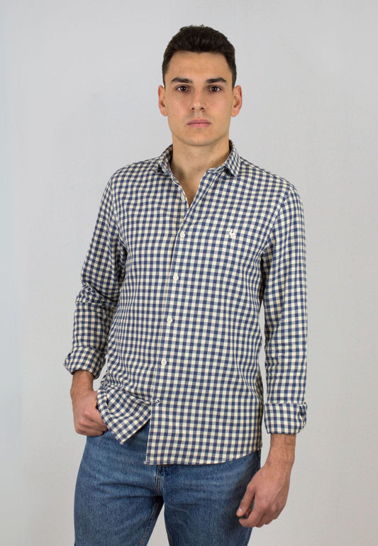 Camisa de franela a cuadros beige