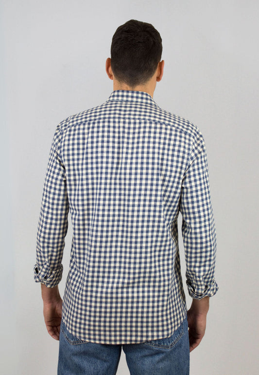 Camisa de franela a cuadros beige