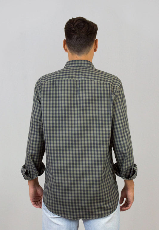 Camisa de franela a cuadros kaki