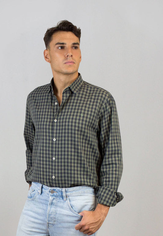 Camisa de franela a cuadros kaki