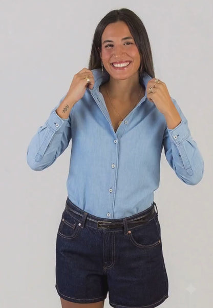 Camisa vaquera de algodón mujer