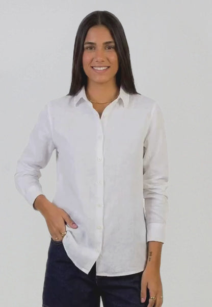 Camisa blanca de lino mujer