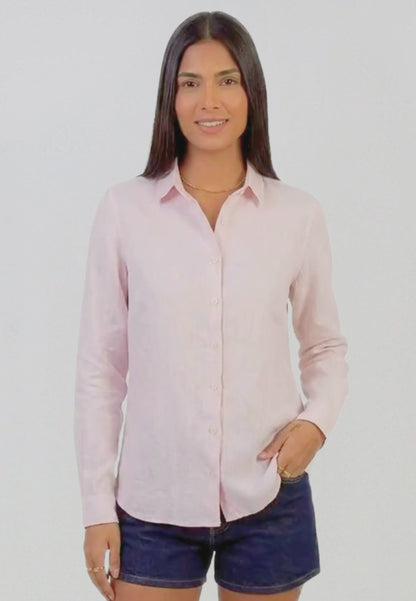 Camisa rosa de lino mujer