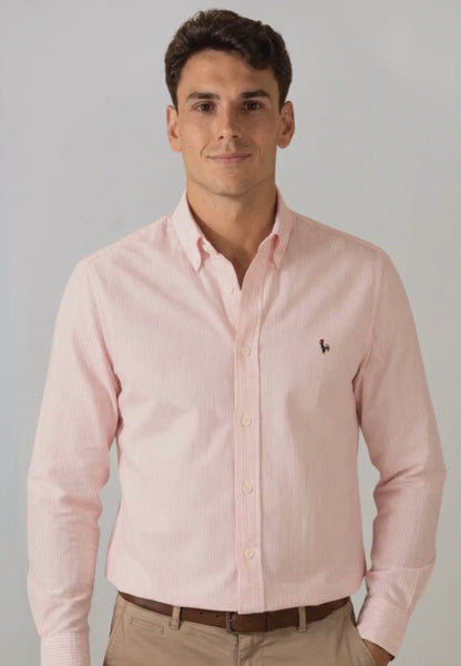 Dark green striped oxford shirt