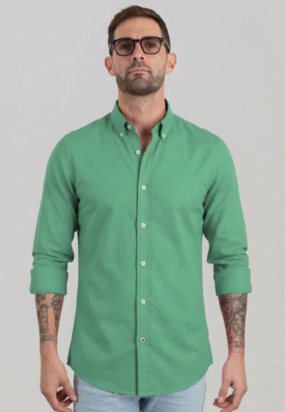 Dark green striped oxford shirt